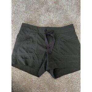 Athleta Womens Breeze Swim Board Shorts Mid Rise Tie Surf Pockets Zip Brown 2